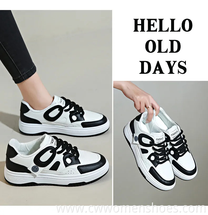 Latest Fashion Flat - Soled Sports Shoes Wholesale Factory. Women's White Casual Shoes. Customizable.